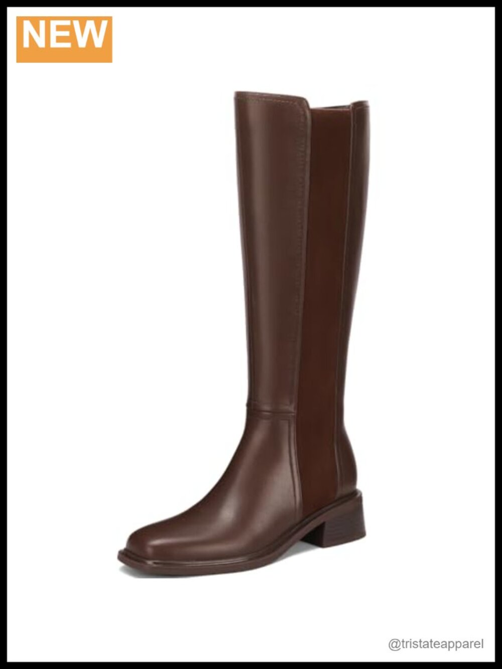 Knee High Boots Women Square Toe Chunky Low Heel Side Zipper Soft-Soled Faux